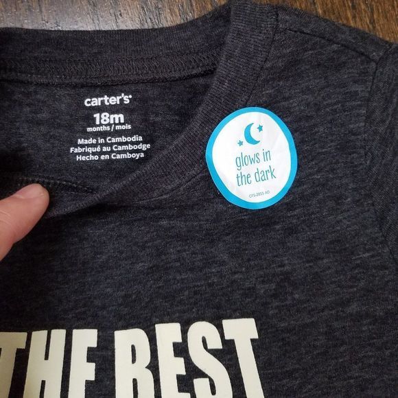 NWT Toddler Boy Carter's "Best Little Brother" Glow-in-the-Dark Graphic Tee, 18m - Picture 4 of 7